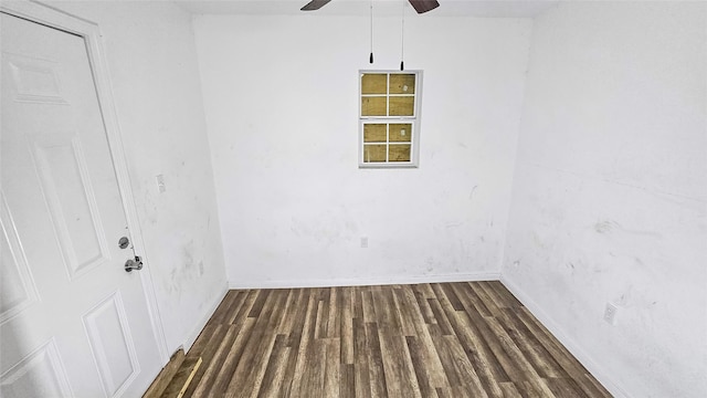 2235 Hutton St, Houston, TX 77026 - unfurnished room featuring dark wood-type flooring and ceiling fan