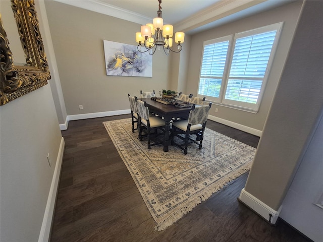 7106 Prairie Grass Ln, Katy, TX 77493 - dining room featuring a chandelier, dark wood-type flooring, and crown molding