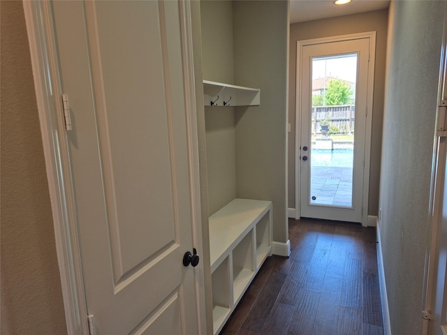 7106 Prairie Grass Ln, Katy, TX 77493 - mudroom with dark wood-style flooring and baseboards