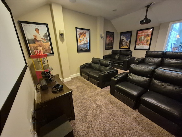 7106 Prairie Grass Ln, Katy, TX 77493 - home theater with vaulted ceiling and carpet flooring