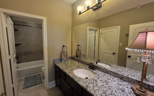 7106 Prairie Grass Ln, Katy, TX 77493 - bathroom with vanity, tile patterned floors, and shower / bath combination