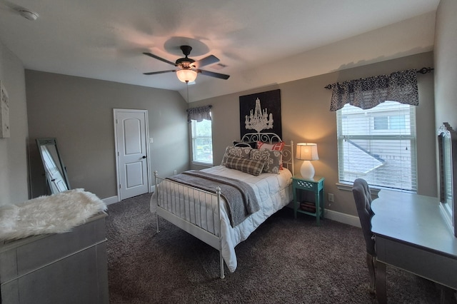 7106 Prairie Grass Ln, Katy, TX 77493 - bedroom with dark carpet and a ceiling fan