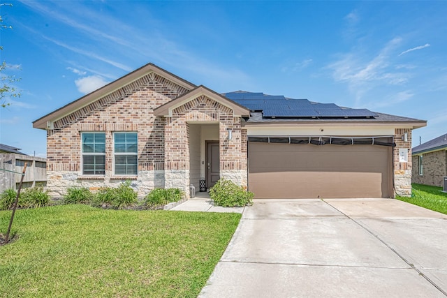 903 Curly Angora Ct, Rosharon, TX 77583 - view of front of property featuring stone siding, brick siding, a front lawn, and driveway