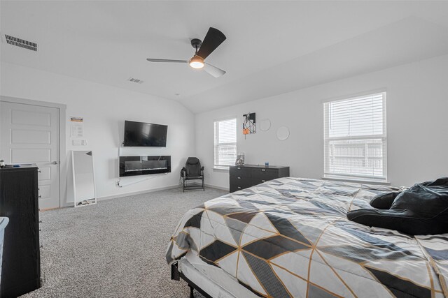 903 Curly Angora Ct, Rosharon, TX 77583 - bedroom with lofted ceiling, light colored carpet, and ceiling fan