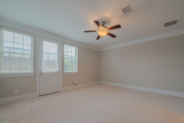 8324 Ginger Oak St, Houston, TX 77055 - unfurnished room featuring crown molding, light colored carpet, and ceiling fan