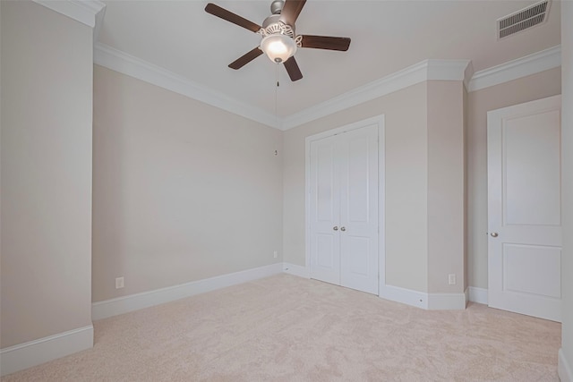 8324 Ginger Oak St, Houston, TX 77055 - unfurnished bedroom with carpet, a closet, ornamental molding, and ceiling fan