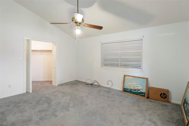174 Sand Shoals Rd, Freeport, TX 77541 - unfurnished bedroom featuring carpet, vaulted ceiling, a ceiling fan, and a closet