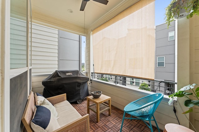 2753 Clinton Dr, Houston, TX 77020 - balcony with area for grilling and a ceiling fan
