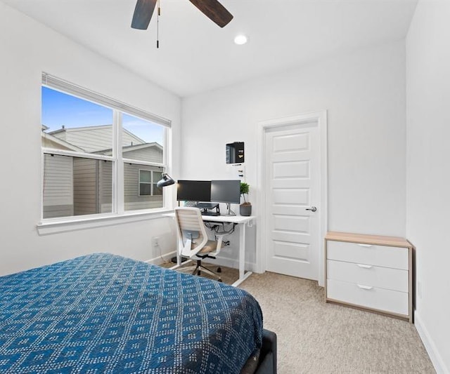 2753 Clinton Dr, Houston, TX 77020 - carpeted bedroom with ceiling fan and recessed lighting