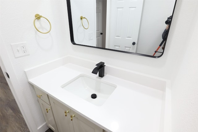 7706 Garsee Dr, Houston, TX 77040 - bathroom featuring vanity and wood finished floors