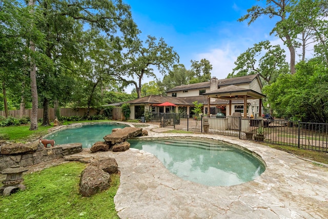1213 Archley Dr, Hilshire Village, TX 77055 - view of pool featuring a gazebo