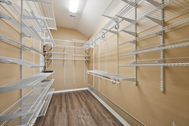 2219 Fenton Rock Ln, Katy, TX 77494 - walk in closet with wood finished floors and vaulted ceiling