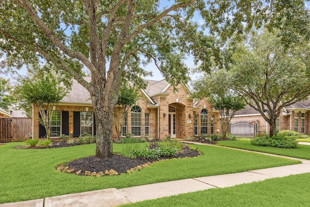 2219 Fenton Rock Ln, Katy, TX 77494 - view of front of property featuring brick siding, a gate, and a shingled roof