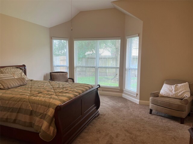 6315 Oakmont Creek Dr, Spring, TX 77379 - carpeted bedroom with vaulted ceiling and baseboards