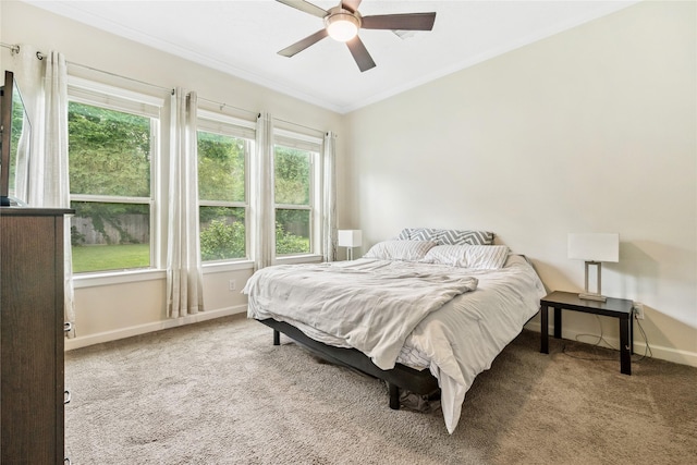 12747 Bridle Springs Ln, Houston, TX 77044 - bedroom featuring crown molding, carpet, and ceiling fan