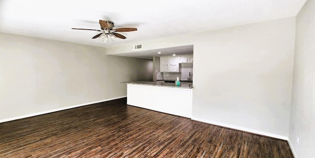 14777 Wunderlich Dr Unit 605, Houston, TX 77069 - unfurnished living room with dark wood-type flooring and ceiling fan