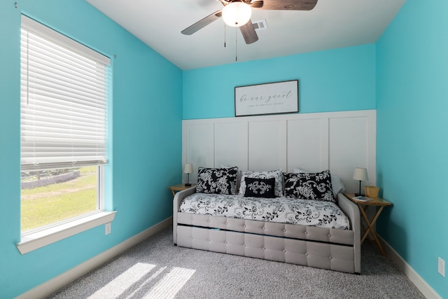 1803 Twin Oaks Cir, Brenham, TX 77833 - bedroom featuring carpet flooring and a ceiling fan