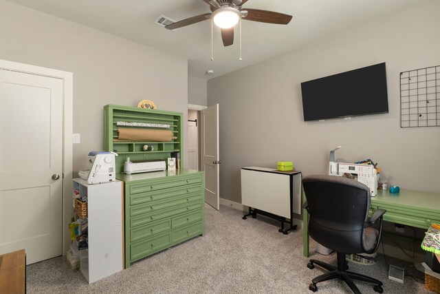 1803 Twin Oaks Cir, Brenham, TX 77833 - office area with ceiling fan and light carpet