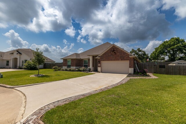1803 Twin Oaks Cir, Brenham, TX 77833 - ranch-style home with brick siding, an attached garage, and concrete driveway