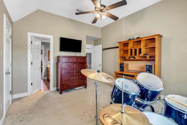 210 River Oaks Dr, Lake Jackson, TX 77566 - bathroom with lofted ceiling and a ceiling fan