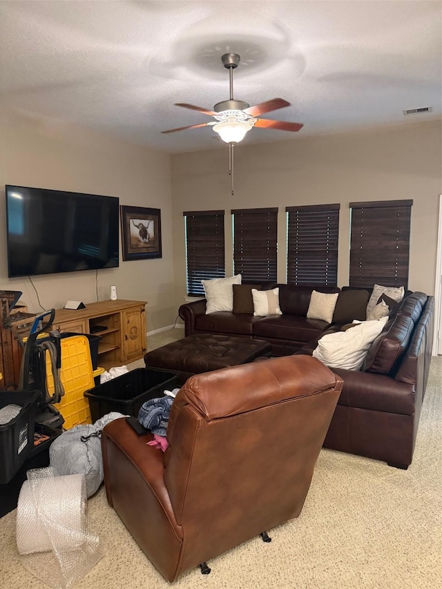 240 Rosalie St, Shepherd, TX 77371 - living room with ceiling fan and carpet floors