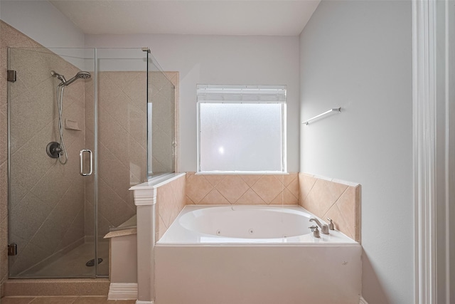 11107 Camino Oaks Dr, Houston, TX 77064 - bathroom featuring a tub with jets and a stall shower