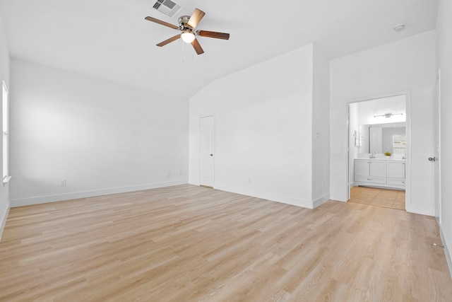 506 Mornington Ln, Katy, TX 77494 - unfurnished room featuring light wood-style floors, a ceiling fan, vaulted ceiling, and a smoke detector