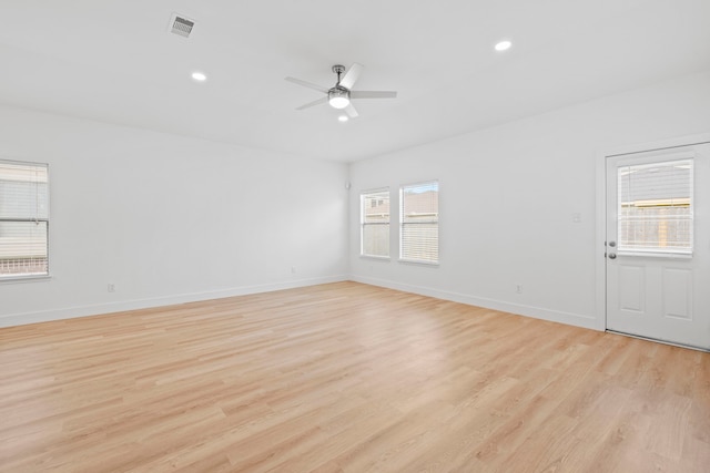 506 Mornington Ln, Katy, TX 77494 - spare room featuring light wood finished floors, a ceiling fan, and recessed lighting