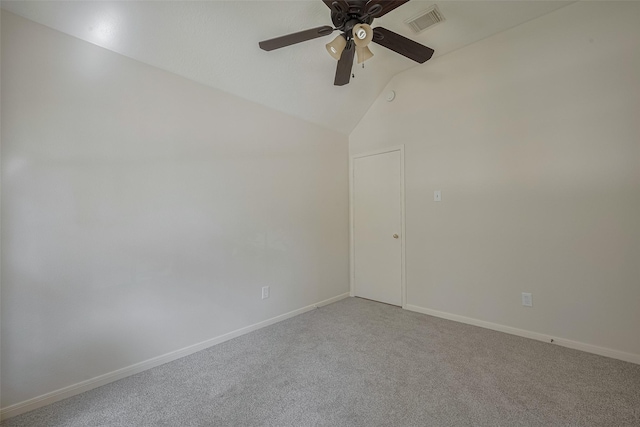 619 Bending Bough Dr, Spring, TX 77388 - empty room featuring ceiling fan, carpet, and vaulted ceiling