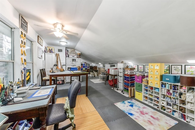 19426 Indigo Lake Dr, Magnolia, TX 77355 - office space with a ceiling fan and lofted ceiling