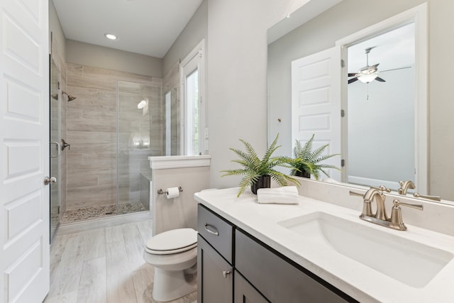 27016 Hidden Grove Landing Dr, Spring, TX 77386 - full bath with vanity, a stall shower, ceiling fan, and recessed lighting