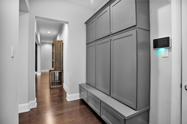 27016 Hidden Grove Landing Dr, Spring, TX 77386 - mudroom featuring dark wood-type flooring and recessed lighting