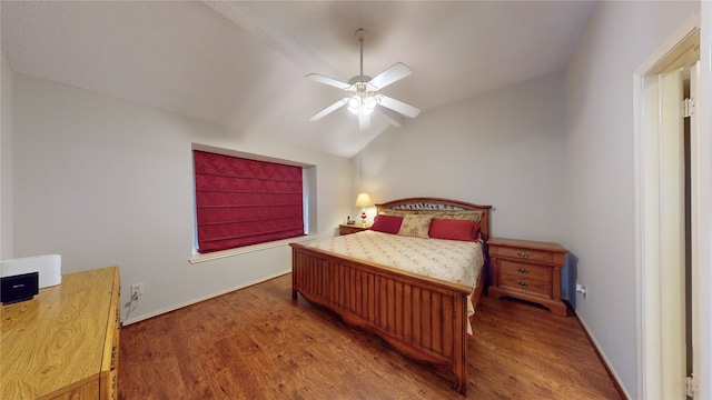 3011 Flower Field Ln, Pearland, TX 77584 - bedroom featuring wood finished floors, lofted ceiling, and ceiling fan