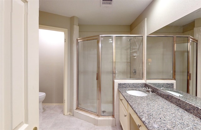 3011 Flower Field Ln, Pearland, TX 77584 - full bathroom featuring vanity, a shower stall, and tile patterned flooring
