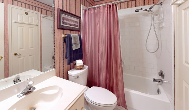 3011 Flower Field Ln, Pearland, TX 77584 - bathroom featuring shower / bath combination with curtain, vanity, and wallpapered walls