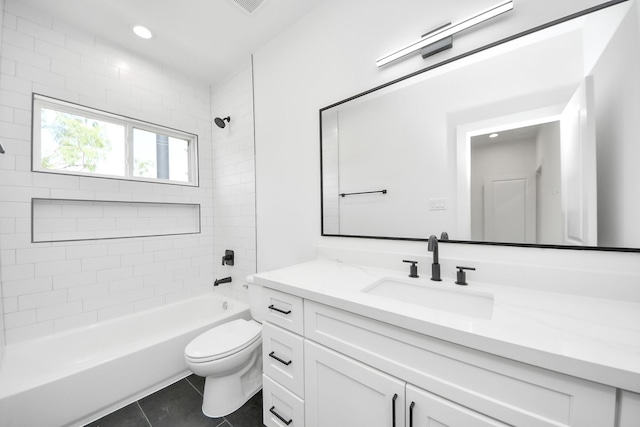 105 Frawley St, Houston, TX 77009 - full bathroom featuring vanity, tile patterned floors, bathtub / shower combination, and recessed lighting