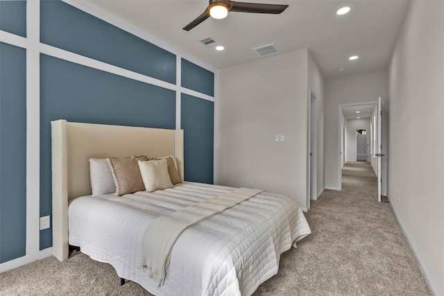 2413 Harlem St, Houston, TX 77020 - carpeted bedroom featuring recessed lighting and a ceiling fan