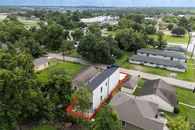 2413 Harlem St, Houston, TX 77020 - aerial perspective of suburban area with property parcel outlined
