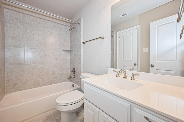 6518 Nicholas Trl, Sugar Land, TX 77479 - full bathroom with vanity, bathing tub / shower combination, tile patterned floors, and a textured wall