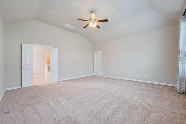 6518 Nicholas Trl, Sugar Land, TX 77479 - unfurnished bedroom featuring vaulted ceiling, light carpet, and ceiling fan