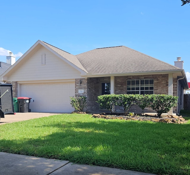 7022 Meadow Hawk Ct, Houston, TX 77041 - single story home featuring a front lawn, a garage, a shingled roof, and concrete driveway