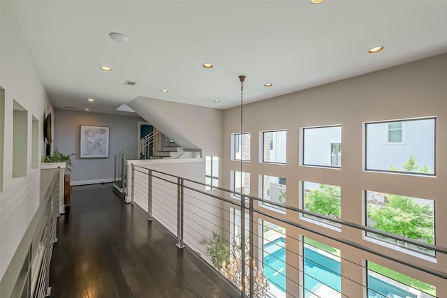 1906 Park St, Houston, TX 77019 - hall with recessed lighting and dark wood-style flooring