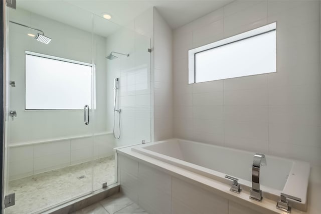 1906 Park St, Houston, TX 77019 - bathroom with a garden tub and a stall shower