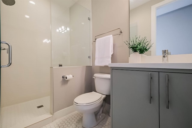 1906 Park St, Houston, TX 77019 - full bath with a shower stall, vanity, and tile patterned flooring