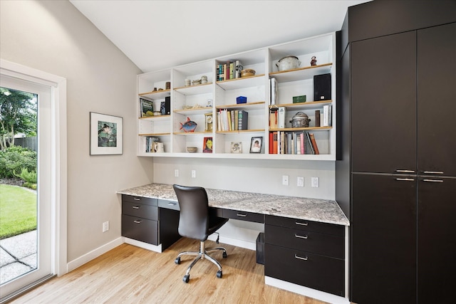 5171 Jason St, Houston, TX 77096 - office space with built in study area, lofted ceiling, and light wood finished floors