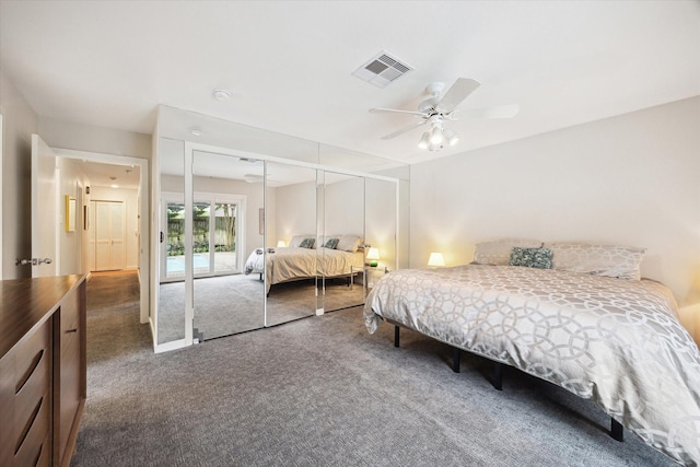 5171 Jason St, Houston, TX 77096 - carpeted bedroom with a ceiling fan and a closet
