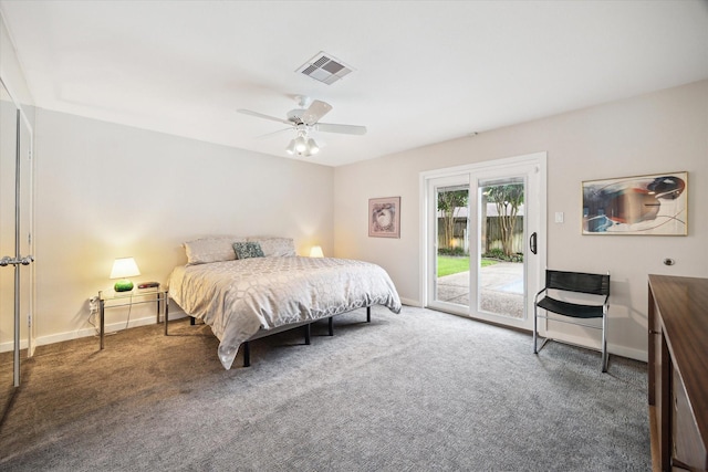 5171 Jason St, Houston, TX 77096 - carpeted bedroom with access to exterior and a ceiling fan