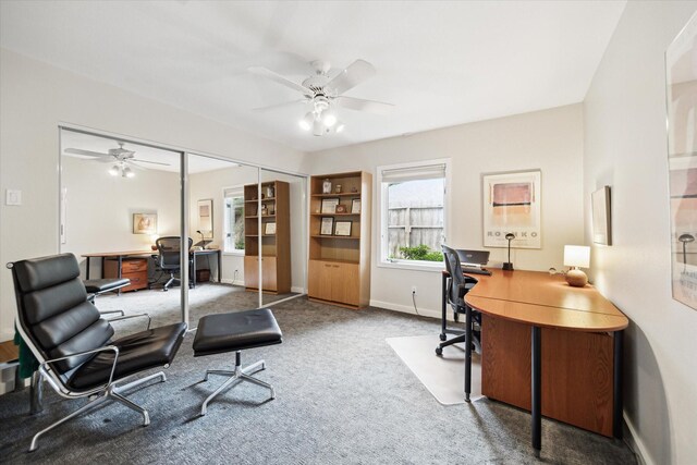 5171 Jason St, Houston, TX 77096 - office featuring a ceiling fan and carpet floors