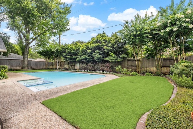 5171 Jason St, Houston, TX 77096 - view of pool with a fenced backyard and a pool with connected hot tub