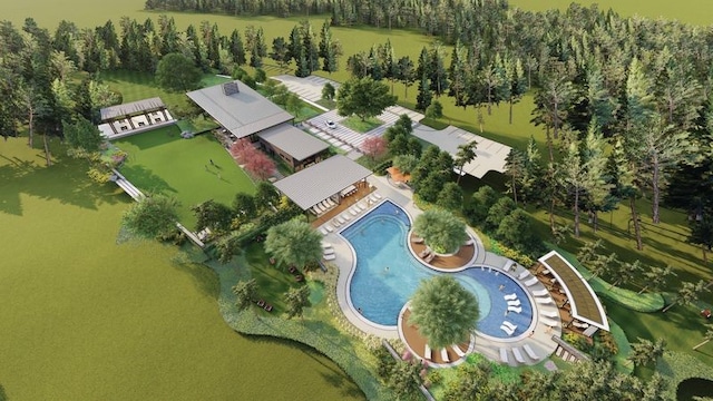 13085 Brookwood Bend Ln, Conroe, TX 77302 - bird's eye view of a pool area